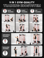 YOLEO Smooth Pulley System Power Cage, Adjustable Cable Crossover Power Rack, Multi-Functional Cable Machine for Home Gym