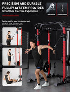 YOLEO Smooth Pulley System Power Cage, Adjustable Cable Crossover Power Rack, Multi-Functional Cable Machine for Home Gym