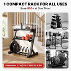 YOLEO Dumbbell Rack, Adjustable & Compact Weight Rack for Dumbbell, Kettlebell, Barbell, Heavy Duty Weight Storage Organizer, Space-Saving Dumbbell Storage Stand Holder for Home Gym - 1100LBS Capacity (Rack Only)
