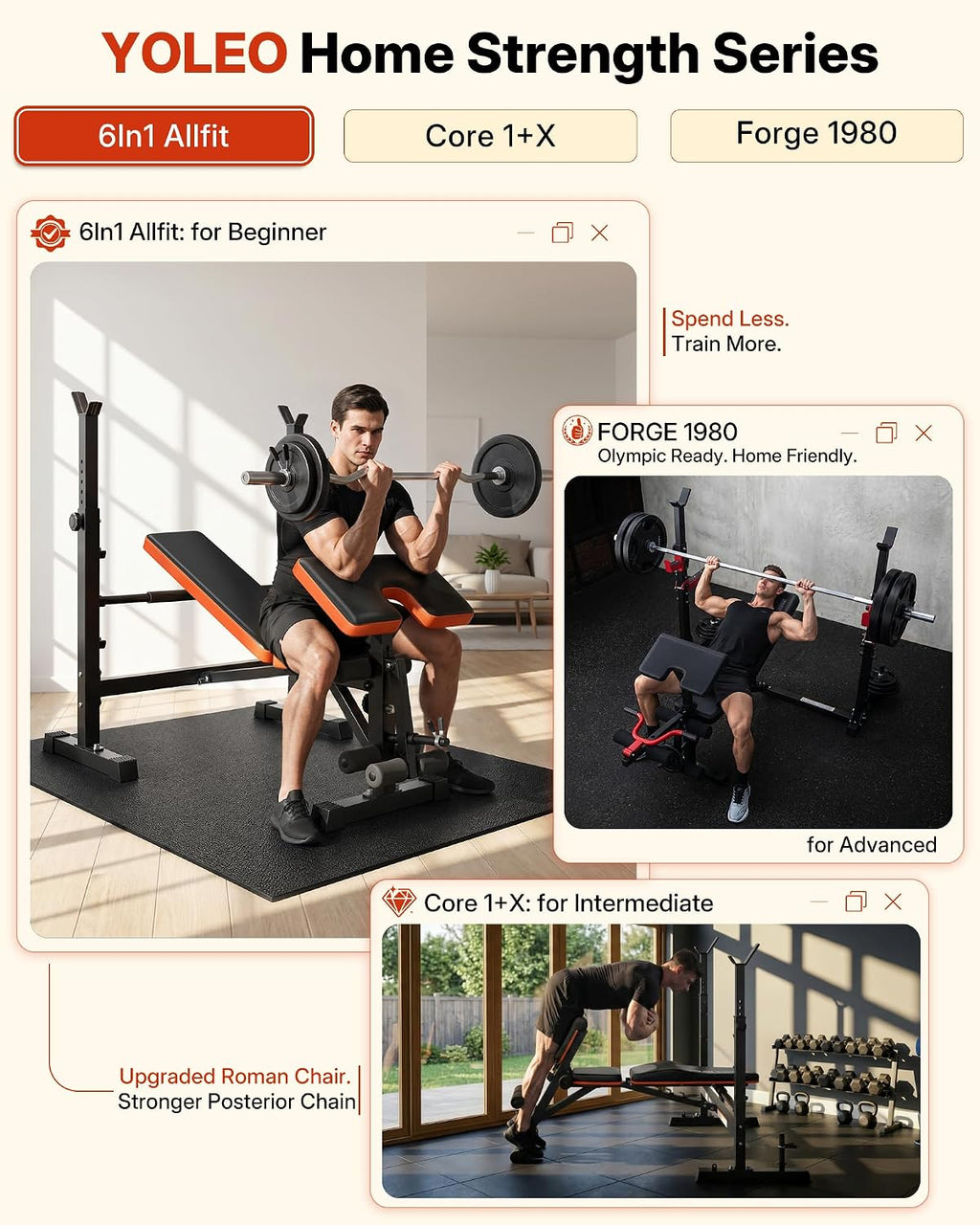 YOLEO Olympic Weight Bench Set, Heavy Duty Bench Press Rack for Home Gym