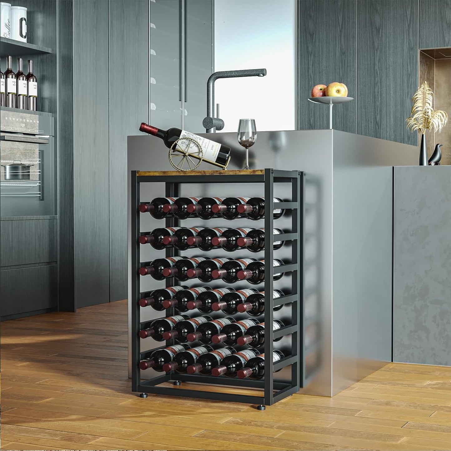 YOLEO Wine Rack Free Standing 6-Tier 30 Bottles Wine Holder Display Storage Shelves