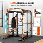 YOLEO Smith Machine & Squat Rack Combo, Multi-Function Power Cage