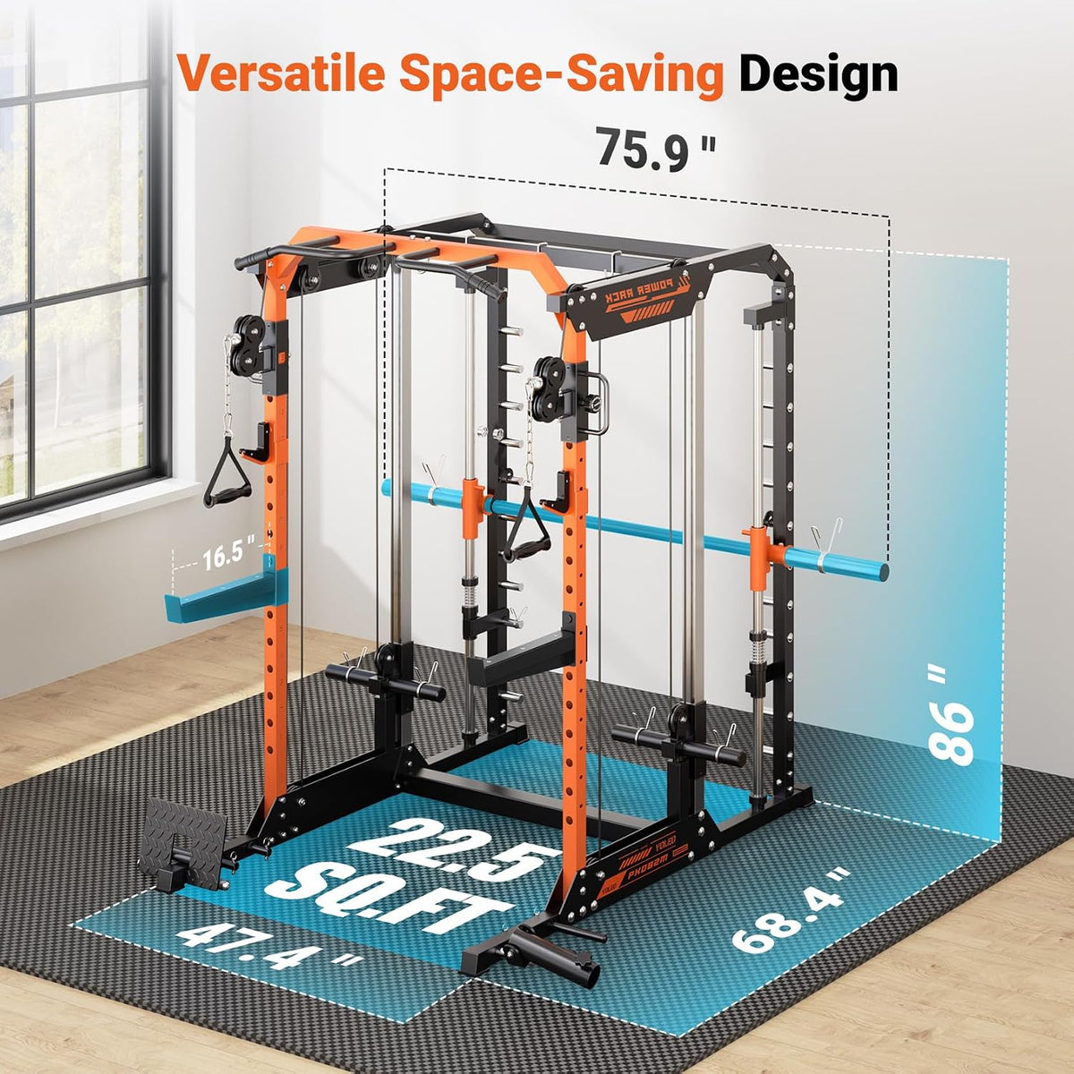 YOLEO Smith Machine & Squat Rack Combo, Multi-Function Power Cage