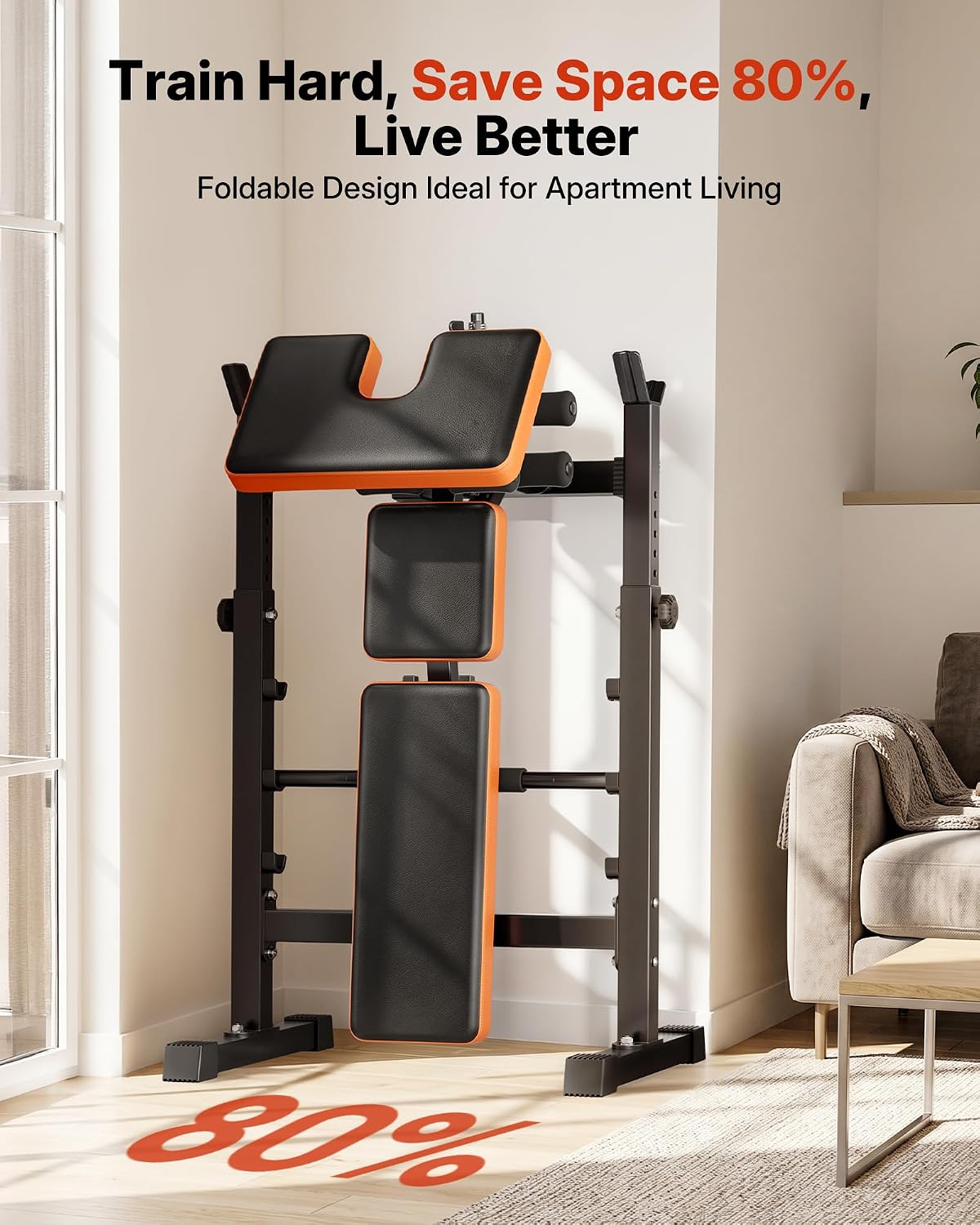 YOLEO 6 in 1 Adjustable & Foldable Weight Bench Set for Bench Press