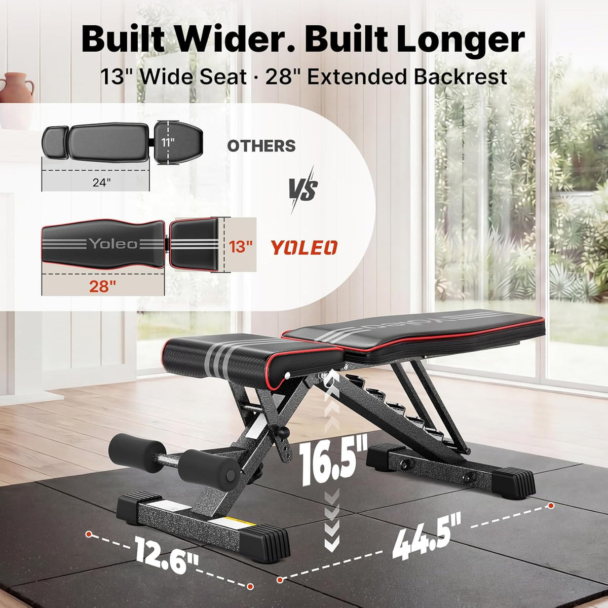 YOLEO Adjustable Weight Bench, ASTM-Certified 827LBS