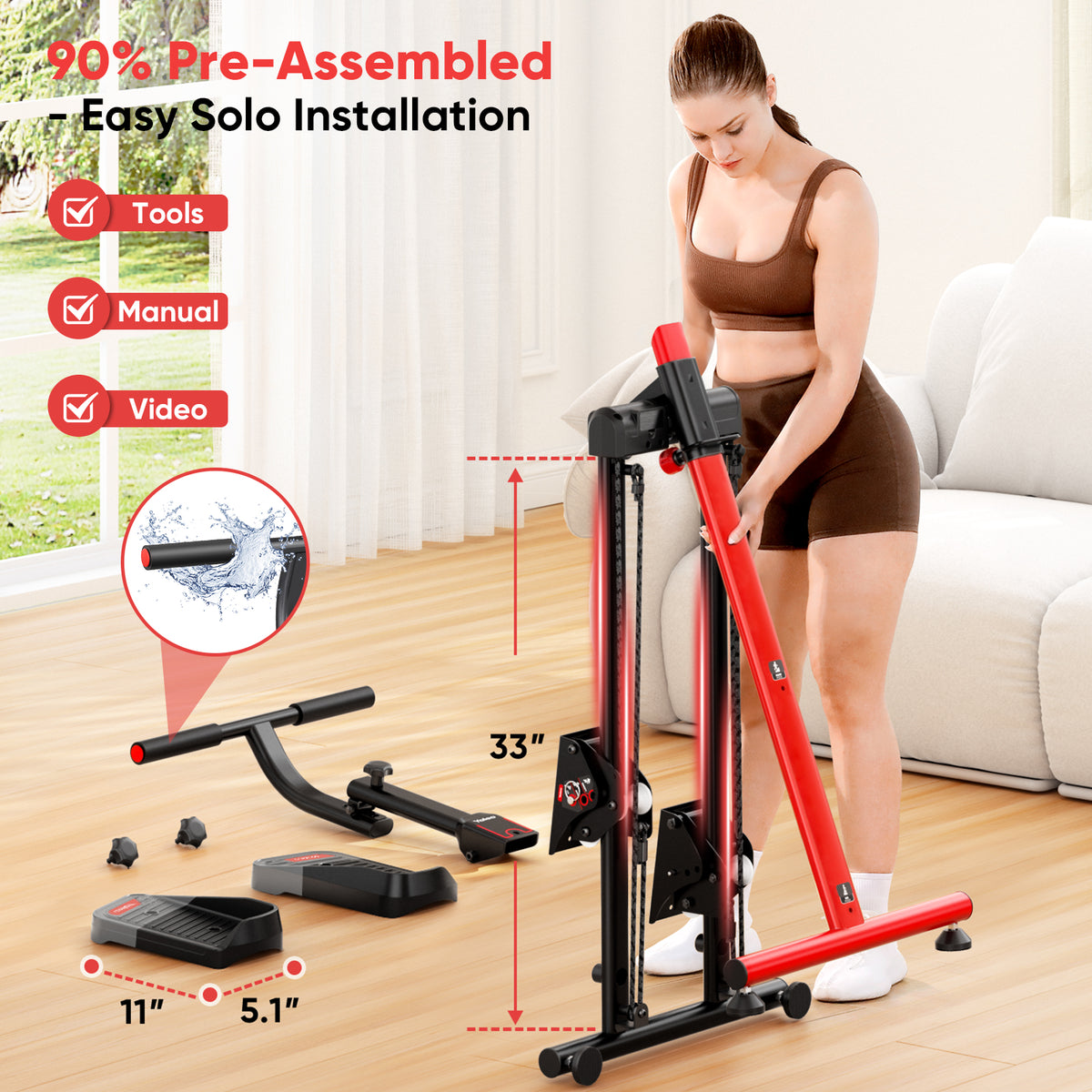 Yoleo Adjustable Stair Stepper Bungee Cords, 2 PCS ϕ0.4 Inch Thickness, Adjust from 33" to 57", Only Suitable for Yoleo Stair Climber