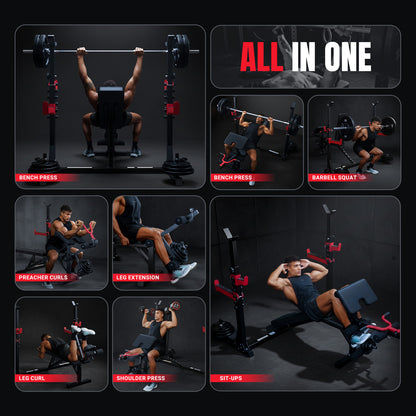 YOLEO Olympic Weight Bench Set, Heavy Duty Bench Press Rack for Home Gym