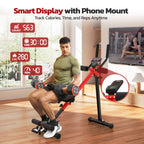 Yoleo 2 in 1 Ab & Rowing Machines for Home, Foldable Ab Workout Equipment, Ab Trainer Machine for Stomach Workout, Ab Crunch Machine with Foam Support,7-Length Adjustable Ab Machine for Home Exercise