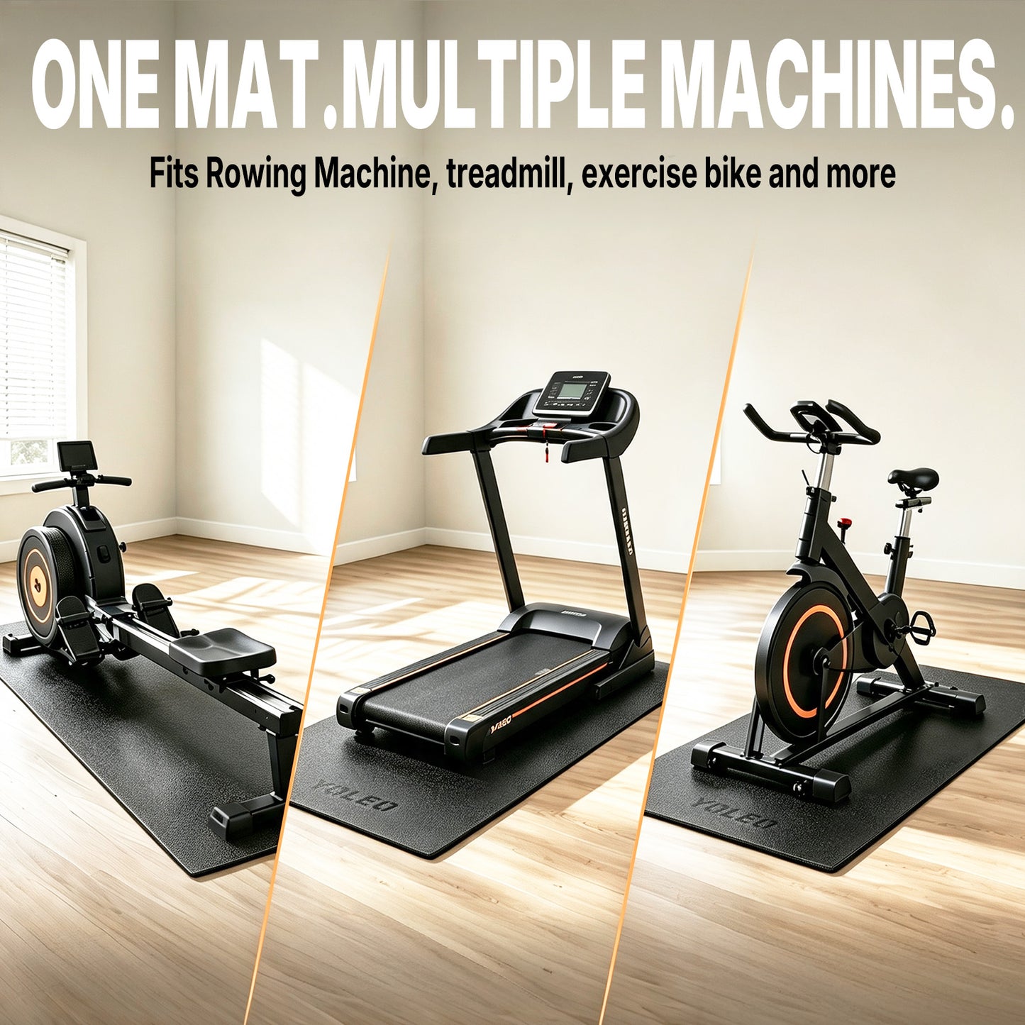 YOLEO Bike & Treadmill Mat, 78"x35" Non-Slip Exercise Bike Trainer Pad, Heavy Duty Floor & Carpet Protector Mat for Indoor Stationary Spin Bike, Rowing Machine, Elliptical & Gym Equipment