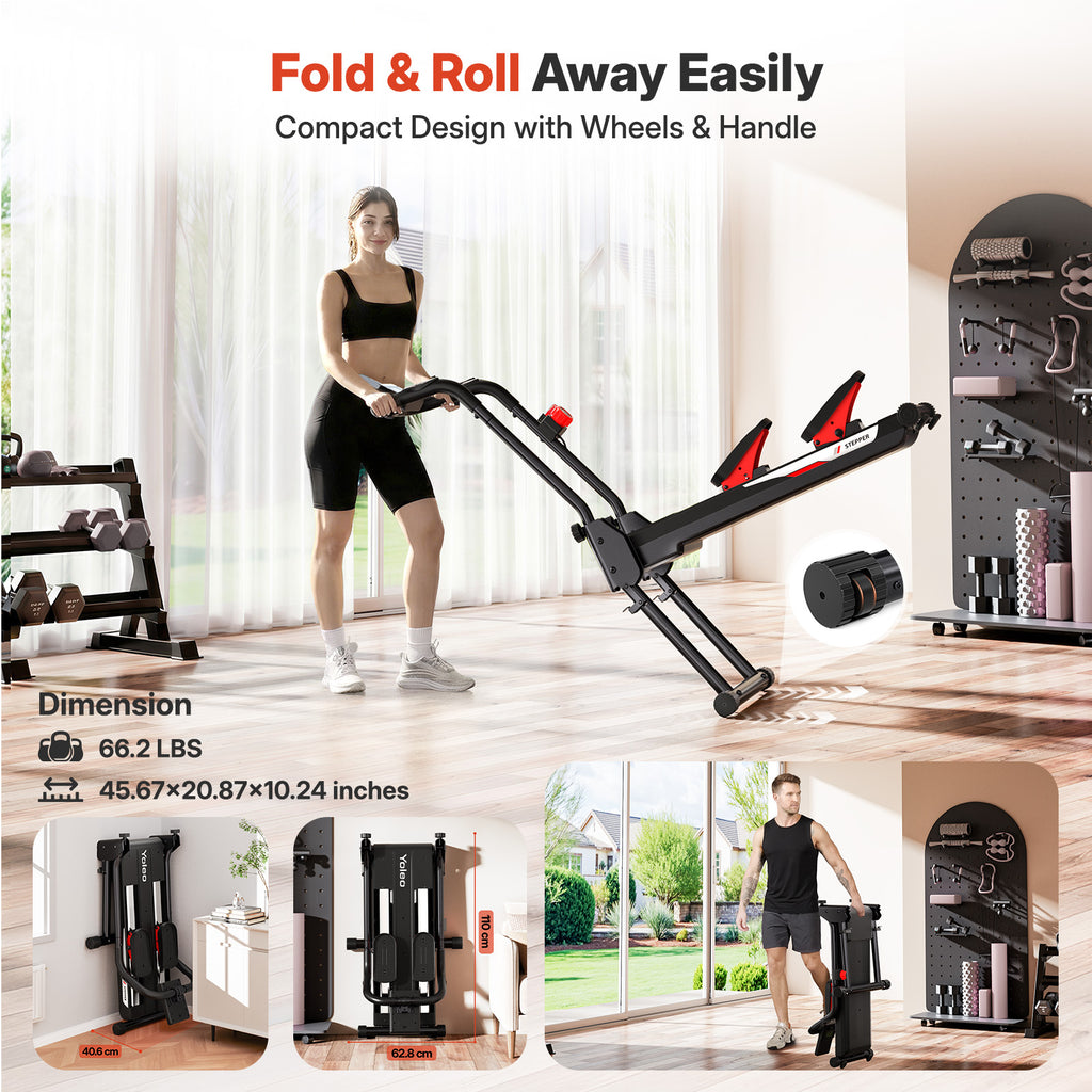 YOLEO Adjustable Resistance Stair Stepper, 3-Mode Folding Stairmaster,660LB