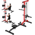 YOLEO 2-in-1 Adjustable Rowing Cable Machine & LAT Pulldown Station for Home Gym, Foldable Space Saver with 6 Attachments, Supports 450 Lbs Weight Plates