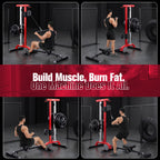 YOLEO 2-in-1 Adjustable Rowing Cable Machine & LAT Pulldown Station for Home Gym, Foldable Space Saver with 6 Attachments, Supports 450 Lbs Weight Plates