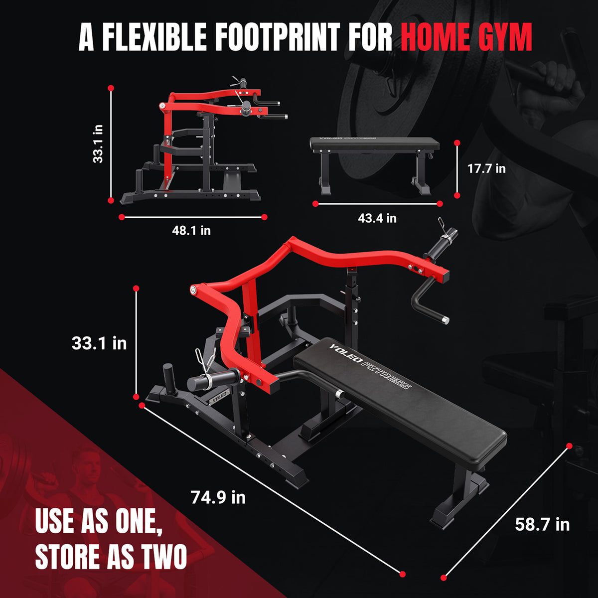 YOLEO Chest Press Machine 1100LBS Bench Press Machin