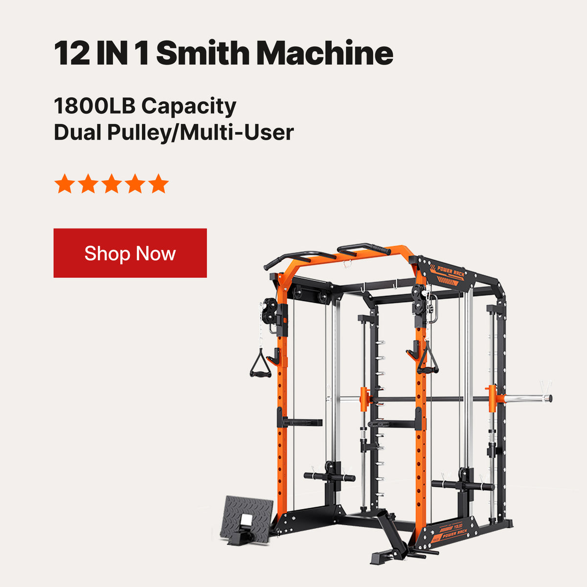 YOLEO Smith Machine & Squat Rack Combo, Multi-Function Power Cage