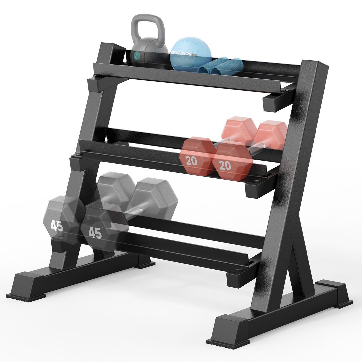YOLEO Dumbbell Rack, Adjustable & Compact Weight Rack for Dumbbell, Kettlebell, Barbell, Heavy Duty Weight Storage Organizer, Space-Saving Dumbbell Storage Stand Holder for Home Gym - 1100LBS Capacity (Rack Only)