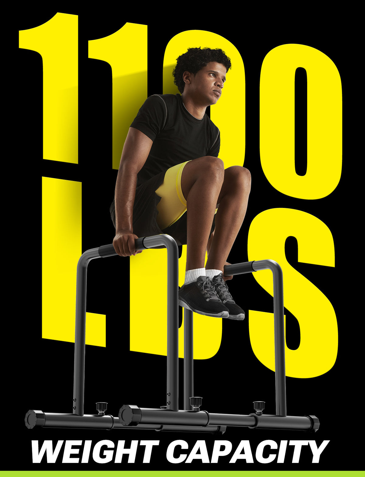 YOLEO Adjustable Dip Bar- 1100LBS Dip Station Portable Functional Fitness