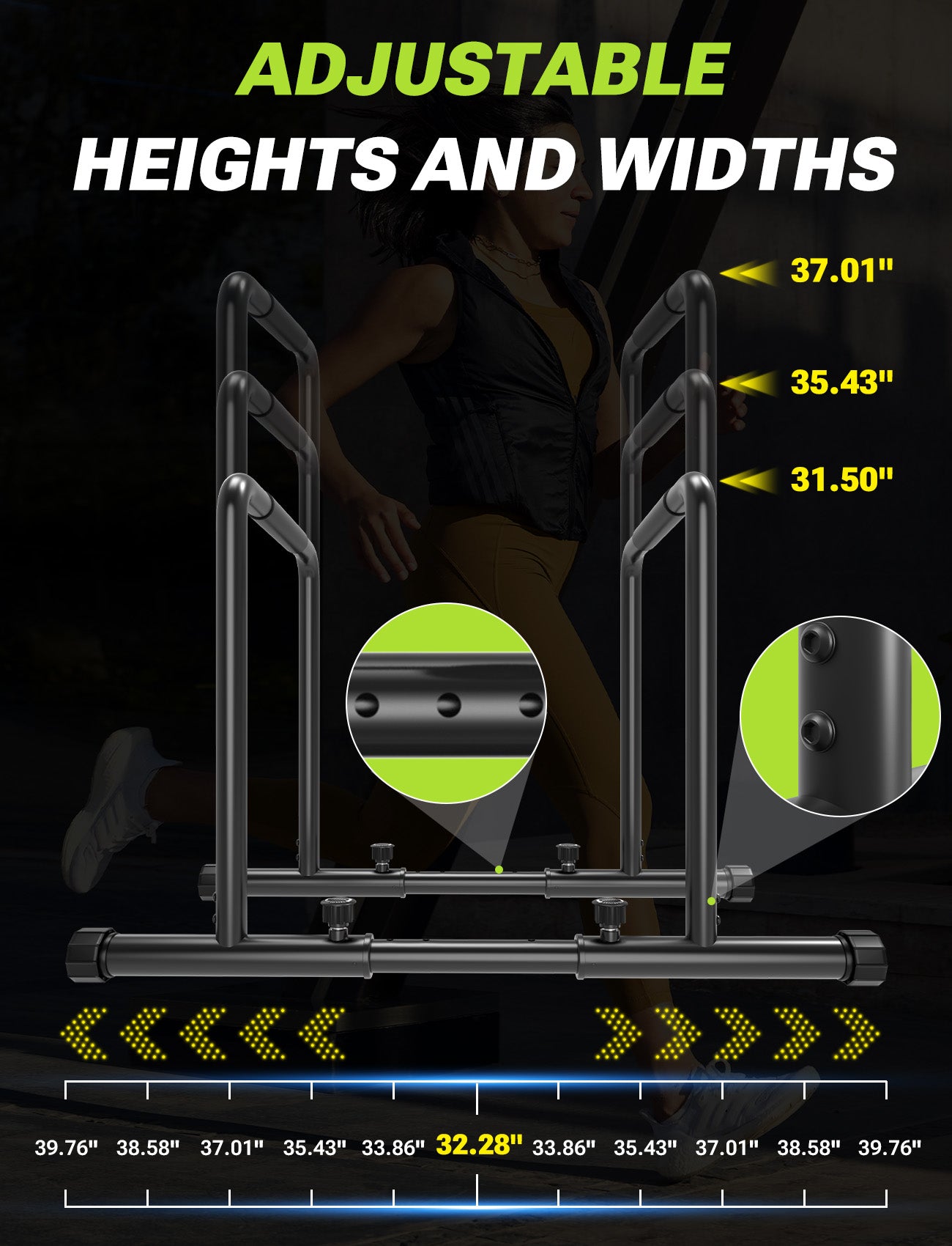 YOLEO Adjustable Dip Bar- 1100LBS Dip Station Portable Functional Fitness