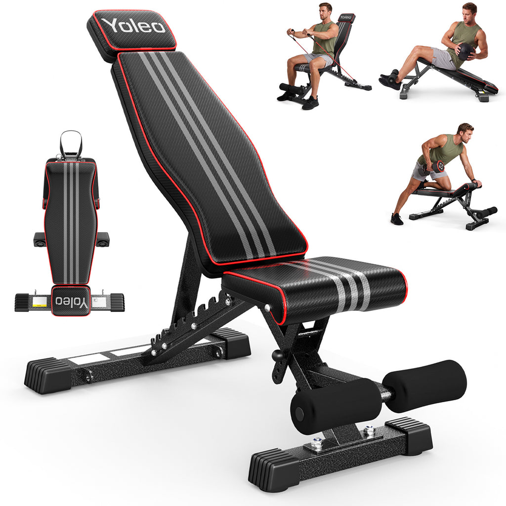 YOLEO Adjustable Weight Bench, ASTM-Certified 827LBS
