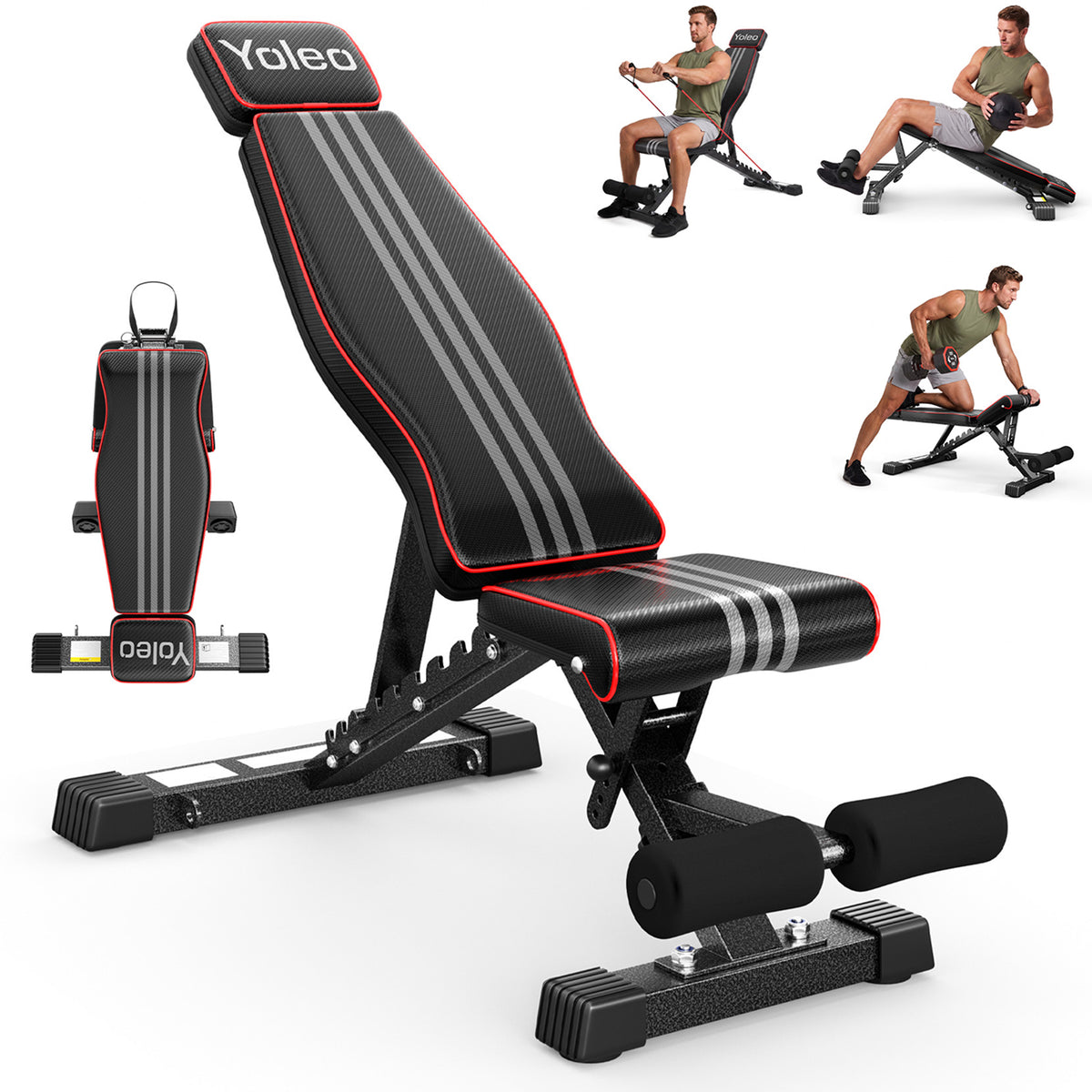 YOLEO Adjustable Weight Bench, ASTM-Certified 827LBS