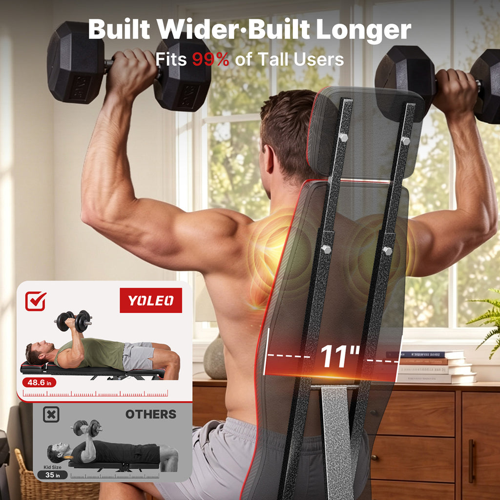 YOLEO Adjustable Weight Bench, ASTM-Certified 827LBS