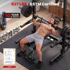 YOLEO Adjustable Weight Bench, ASTM-Certified 827LBS