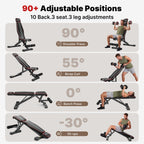 YOLEO Adjustable Weight Bench, ASTM-Certified 827LBS