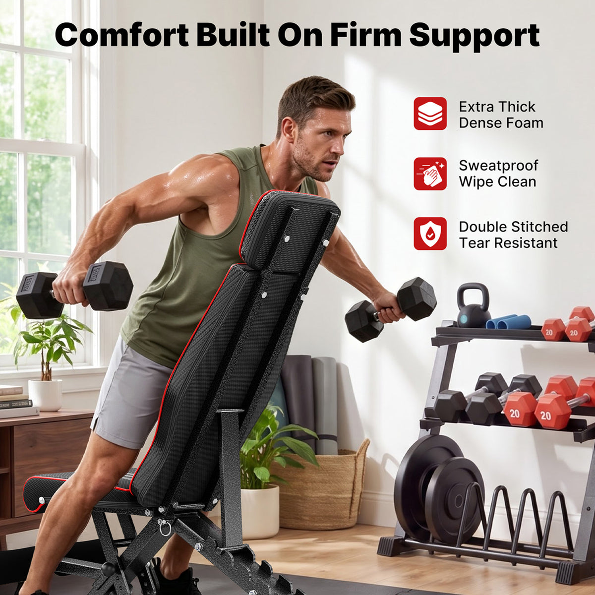 YOLEO Adjustable Weight Bench, ASTM-Certified 827LBS