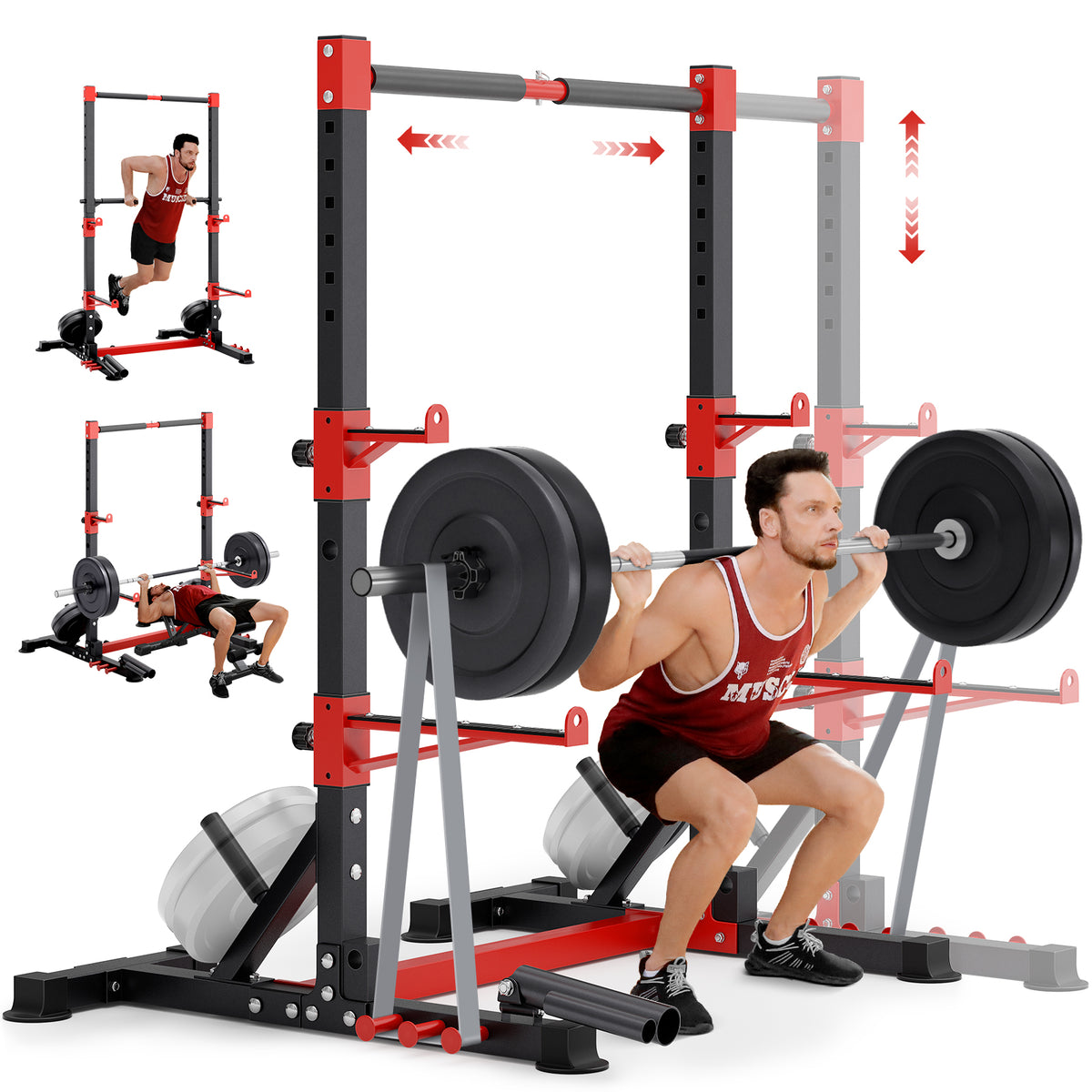 YOLEO Smith Machine & Squat Rack Combo, Multi-Function Power Cage💫