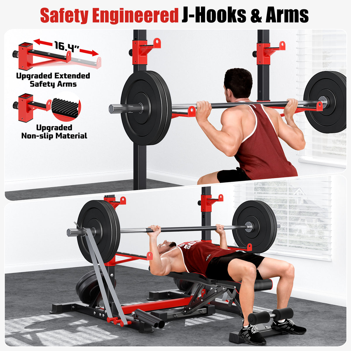 YOLEO Smith Machine & Squat Rack Combo, Multi-Function Power Cage