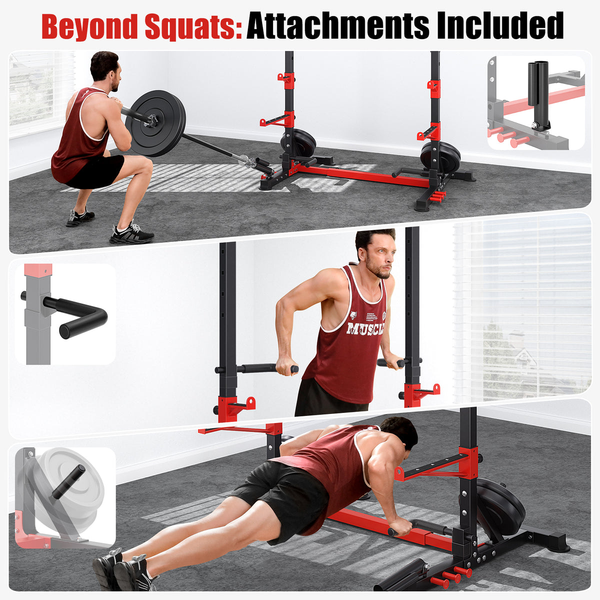 YOLEO Smith Machine & Squat Rack Combo, Multi-Function Power Cage