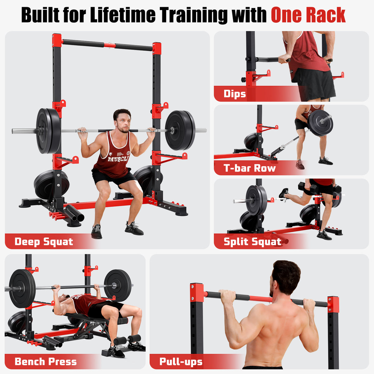 YOLEO Smith Machine & Squat Rack Combo, Multi-Function Power Cage💫