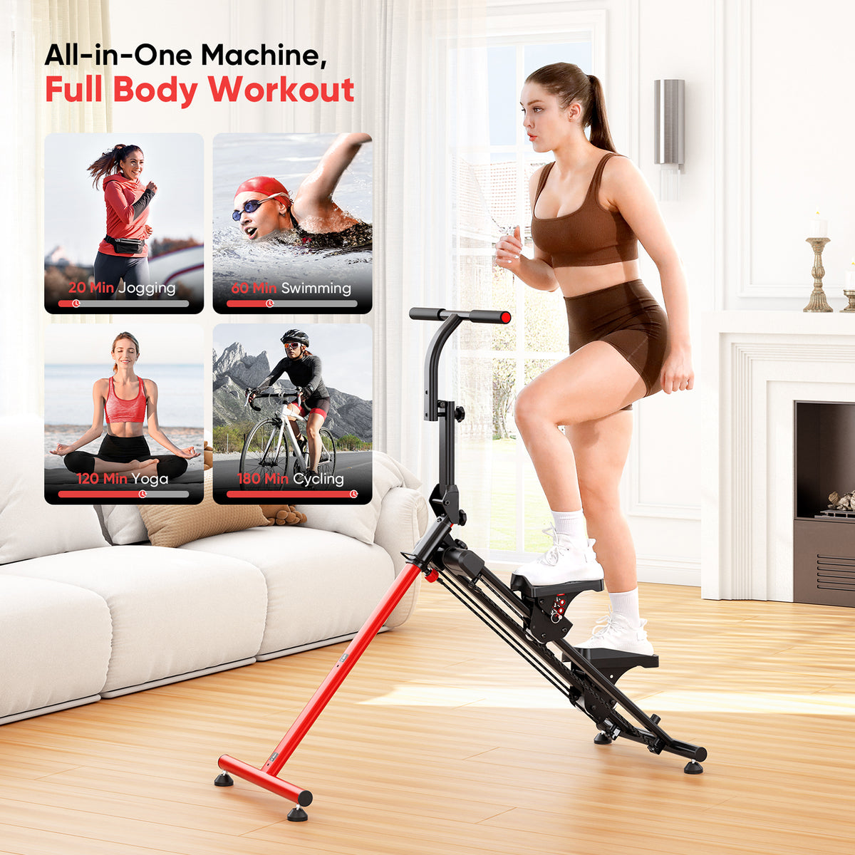 YOLEO Stair Stepper for Exercise at Home, 3-Mode Folding Stairmaster, 660LB