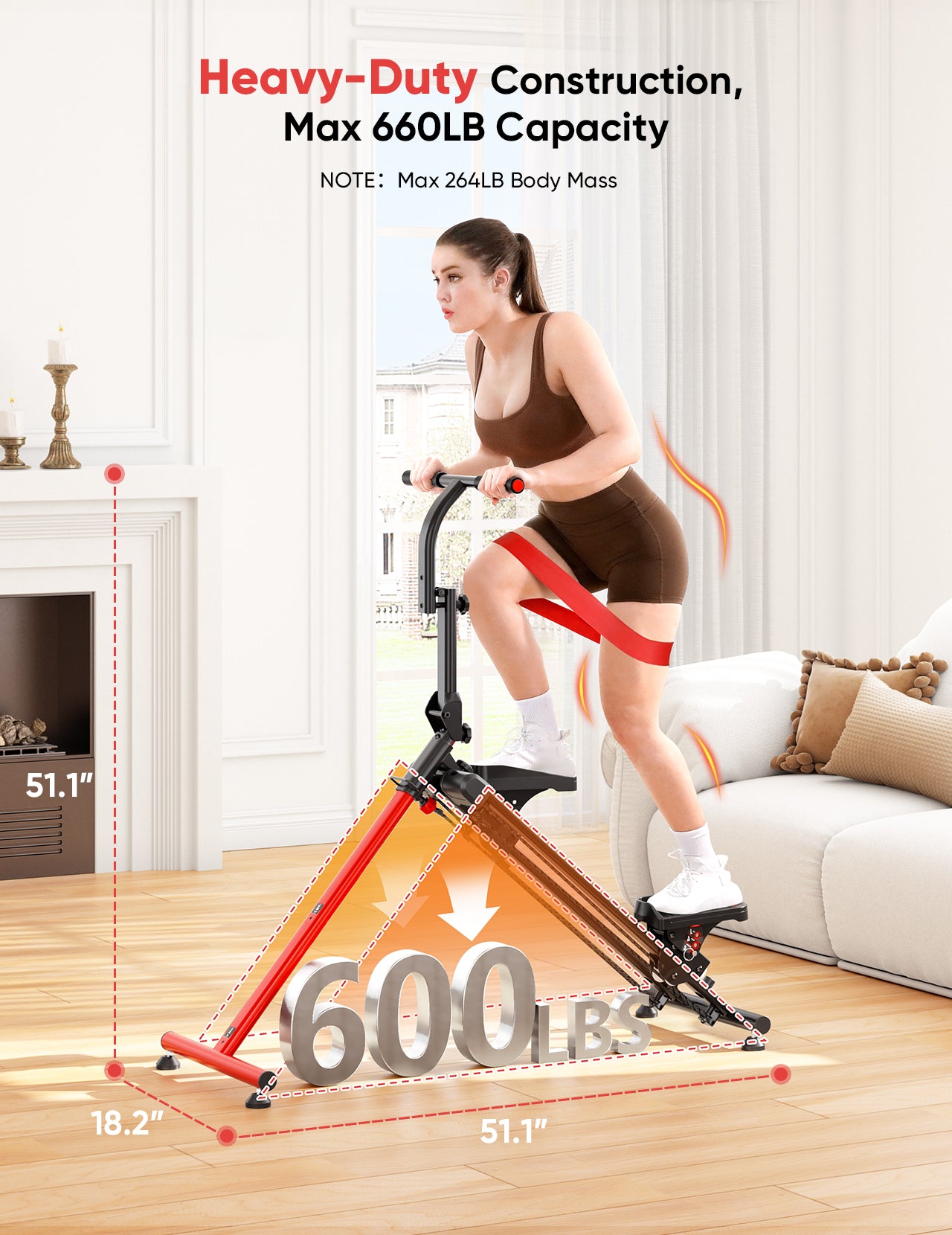 YOLEO Adjustable Resistance Stair Stepper, 3-Mode Folding Stairmaster,660LB