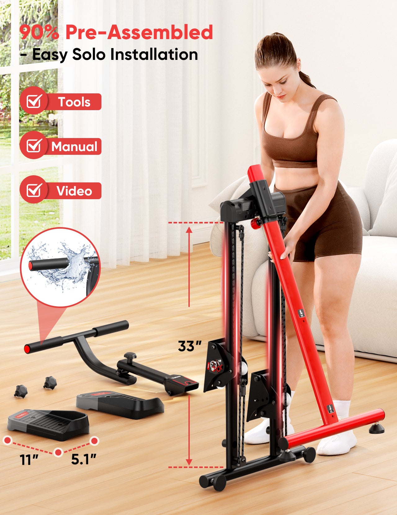 YOLEO Adjustable Resistance Stair Stepper, 3-Mode Folding Stairmaster,660LB
