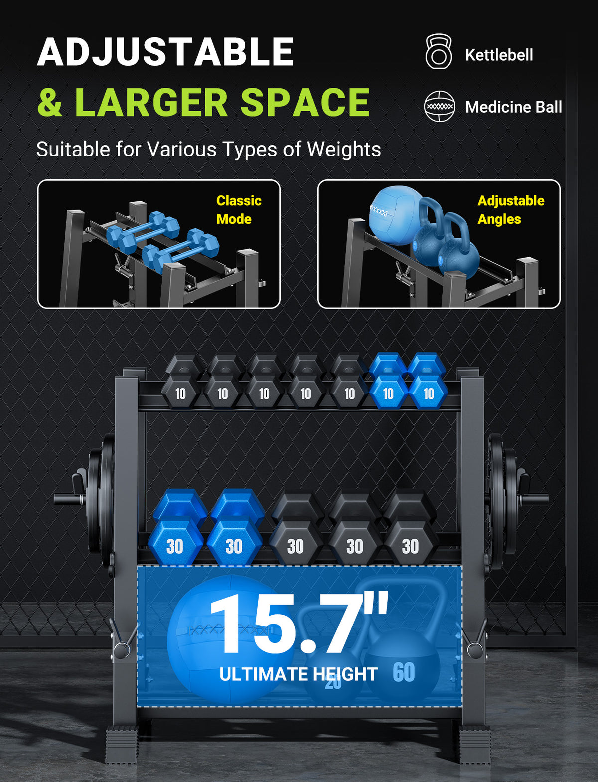 OLEO Adjustable 3-Tier Dumbbell Rack Stand Only
