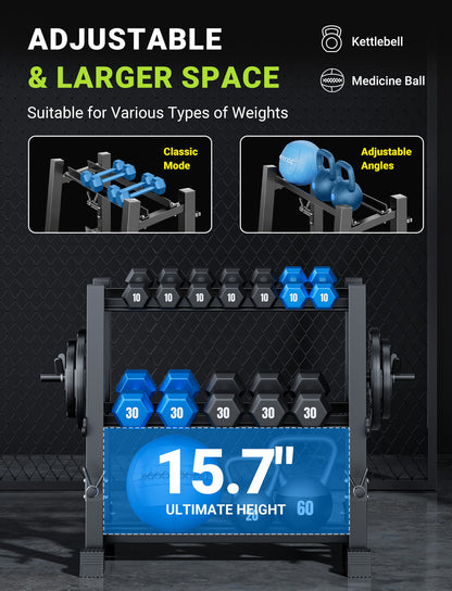 YOLEO Dumbbell Rack, Adjustable & Compact Weight Rack for Dumbbell, Kettlebell, Barbell, Heavy Duty Weight Storage Organizer, Space-Saving Dumbbell Storage Stand Holder for Home Gym - 1100LBS Capacity (Rack Only)