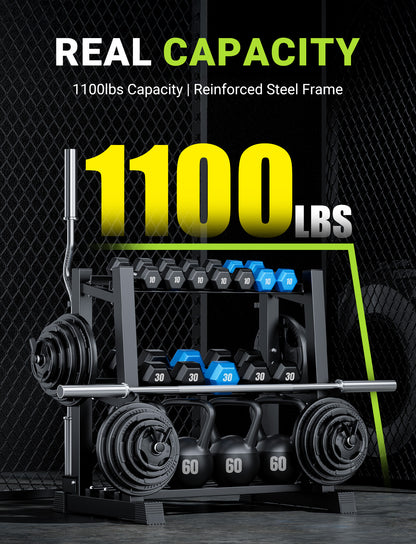 YOLEO Dumbbell Rack, Adjustable & Compact Weight Rack for Dumbbell, Kettlebell, Barbell, Heavy Duty Weight Storage Organizer, Space-Saving Dumbbell Storage Stand Holder for Home Gym - 1100LBS Capacity (Rack Only)