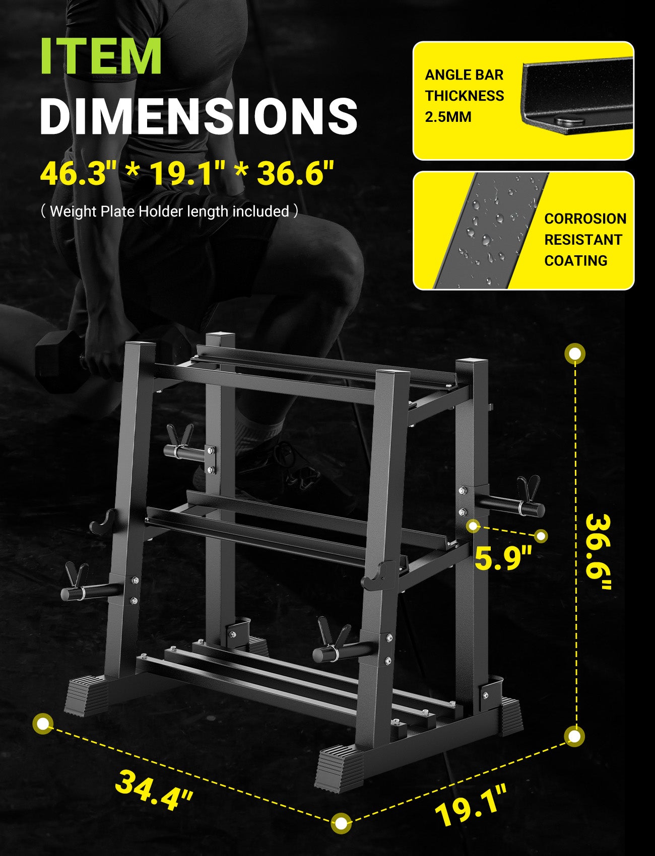 YOLEO Dumbbell Rack, Adjustable & Compact Weight Rack for Dumbbell, Kettlebell, Barbell, Heavy Duty Weight Storage Organizer, Space-Saving Dumbbell Storage Stand Holder for Home Gym - 1100LBS Capacity (Rack Only)