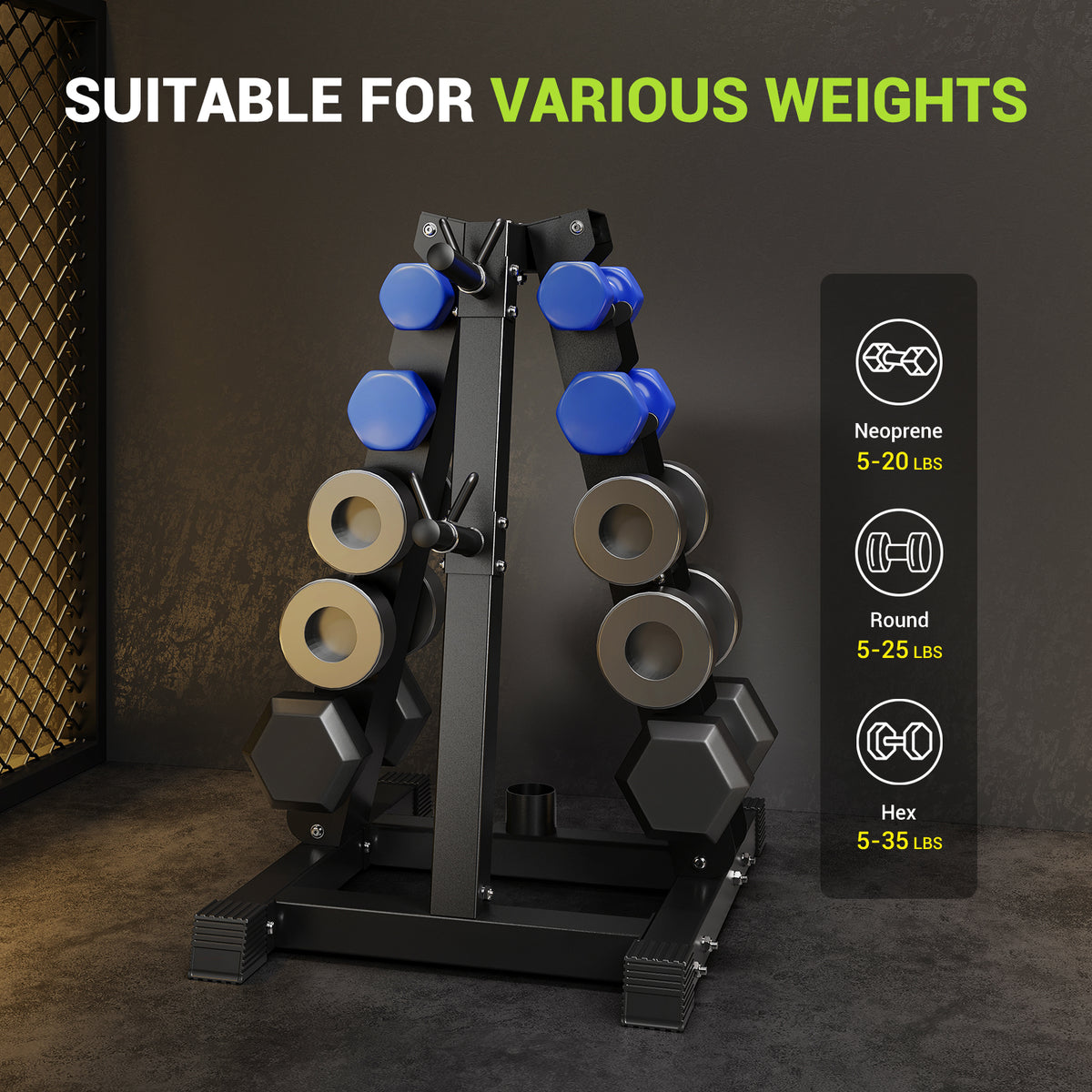 YOLEO Adjustable 3-Tier Dumbbell Rack Stand Only