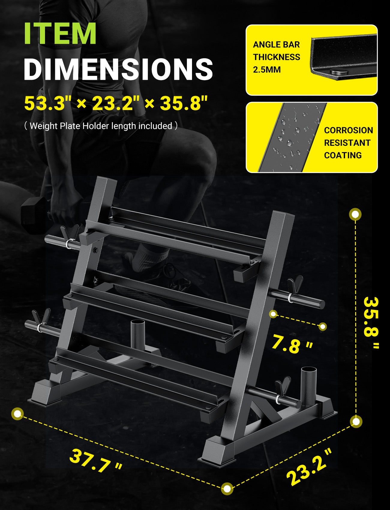 YOLEO Dumbbell Rack, Adjustable & Compact Weight Rack for Dumbbell, Kettlebell, Barbell, Heavy Duty Weight Storage Organizer, Space-Saving Dumbbell Storage Stand Holder for Home Gym - 1100LBS Capacity (Rack Only)