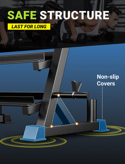 YOLEO Dumbbell Rack, Adjustable & Compact Weight Rack for Dumbbell, Kettlebell, Barbell, Heavy Duty Weight Storage Organizer, Space-Saving Dumbbell Storage Stand Holder for Home Gym - 1100LBS Capacity (Rack Only)
