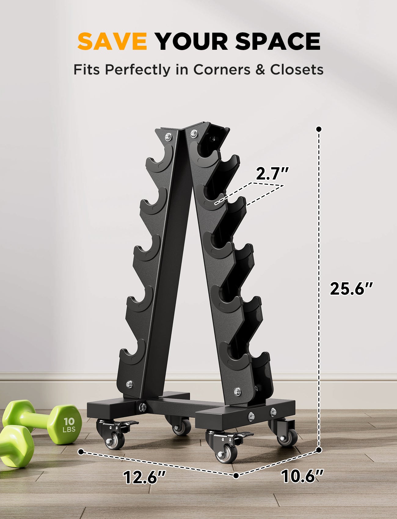YOLEO Dumbbell Rack, Adjustable & Compact Weight Rack for Dumbbell, Kettlebell, Barbell, Heavy Duty Weight Storage Organizer, Space-Saving Dumbbell Storage Stand Holder for Home Gym - 1100LBS Capacity (Rack Only)