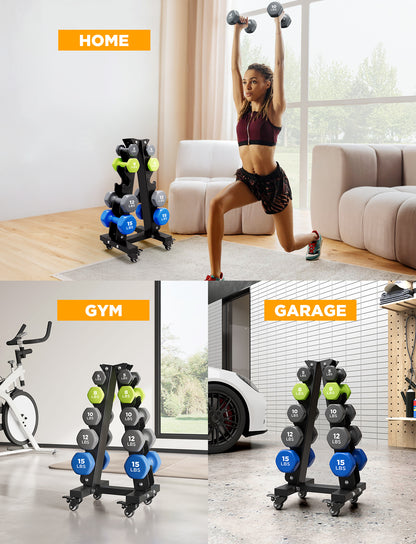 YOLEO Dumbbell Rack, Adjustable & Compact Weight Rack for Dumbbell, Kettlebell, Barbell, Heavy Duty Weight Storage Organizer, Space-Saving Dumbbell Storage Stand Holder for Home Gym - 1100LBS Capacity (Rack Only)