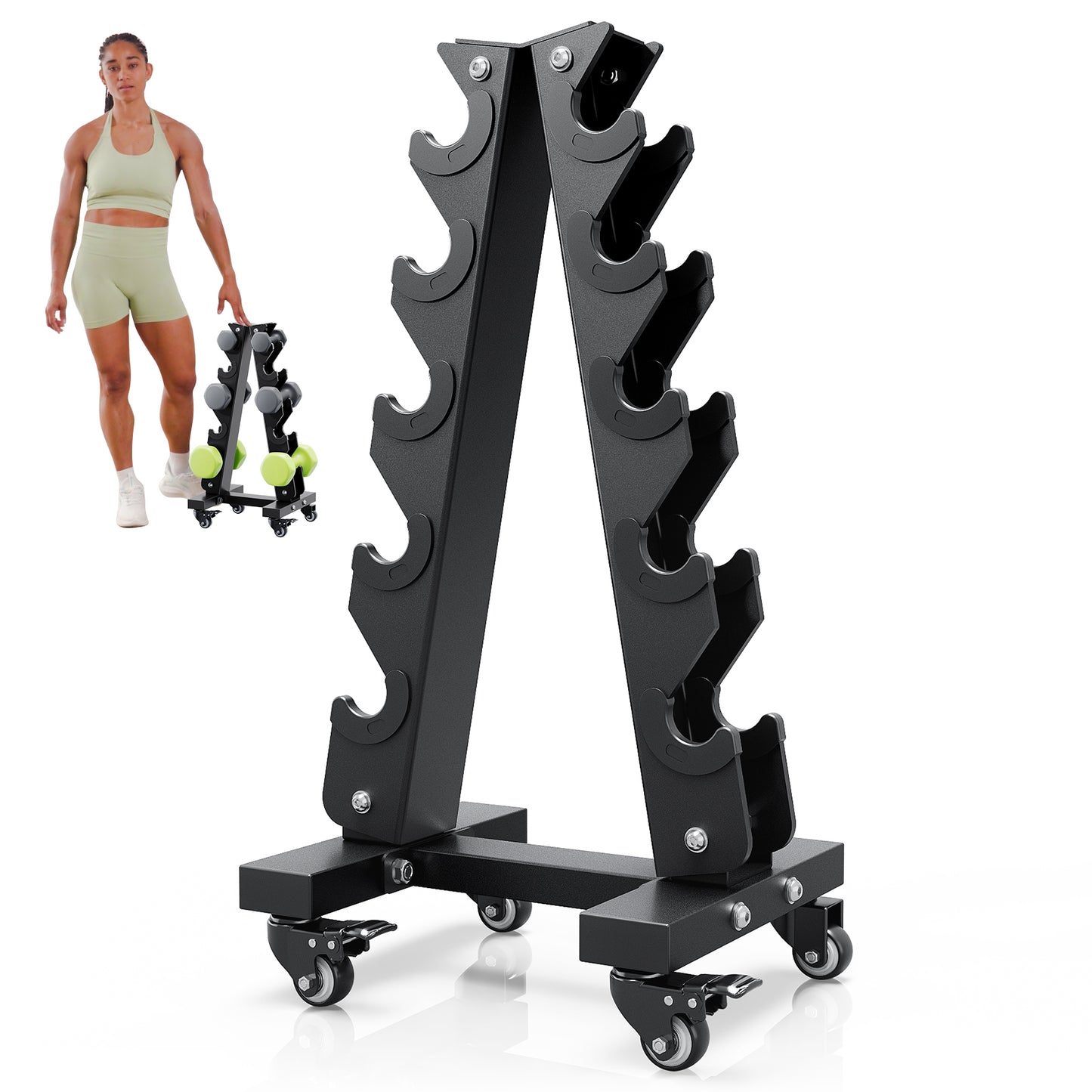 YOLEO Dumbbell Rack, Adjustable & Compact Weight Rack for Dumbbell, Kettlebell, Barbell, Heavy Duty Weight Storage Organizer, Space-Saving Dumbbell Storage Stand Holder for Home Gym - 1100LBS Capacity (Rack Only)