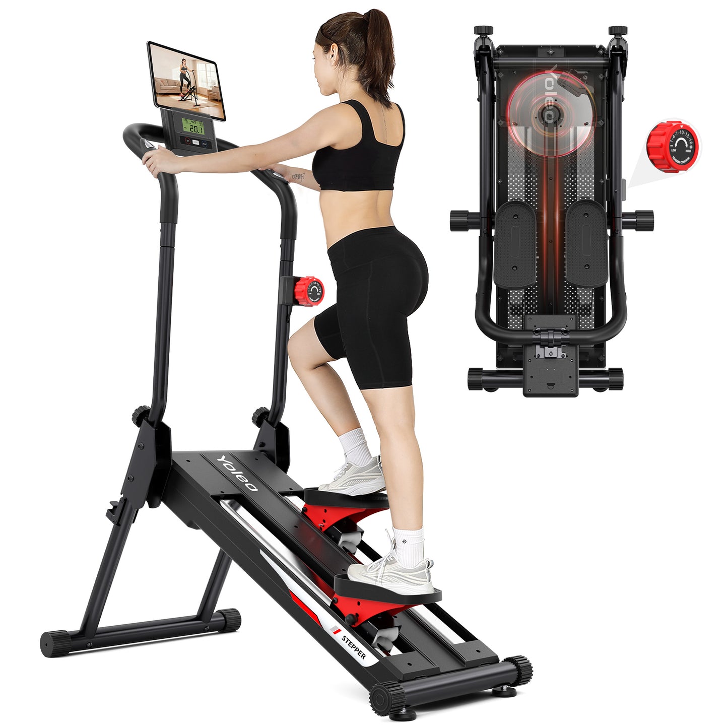 YOLEO Adjustable Resistance Stair Stepper, 3-Mode Folding Stairmaster,660LB