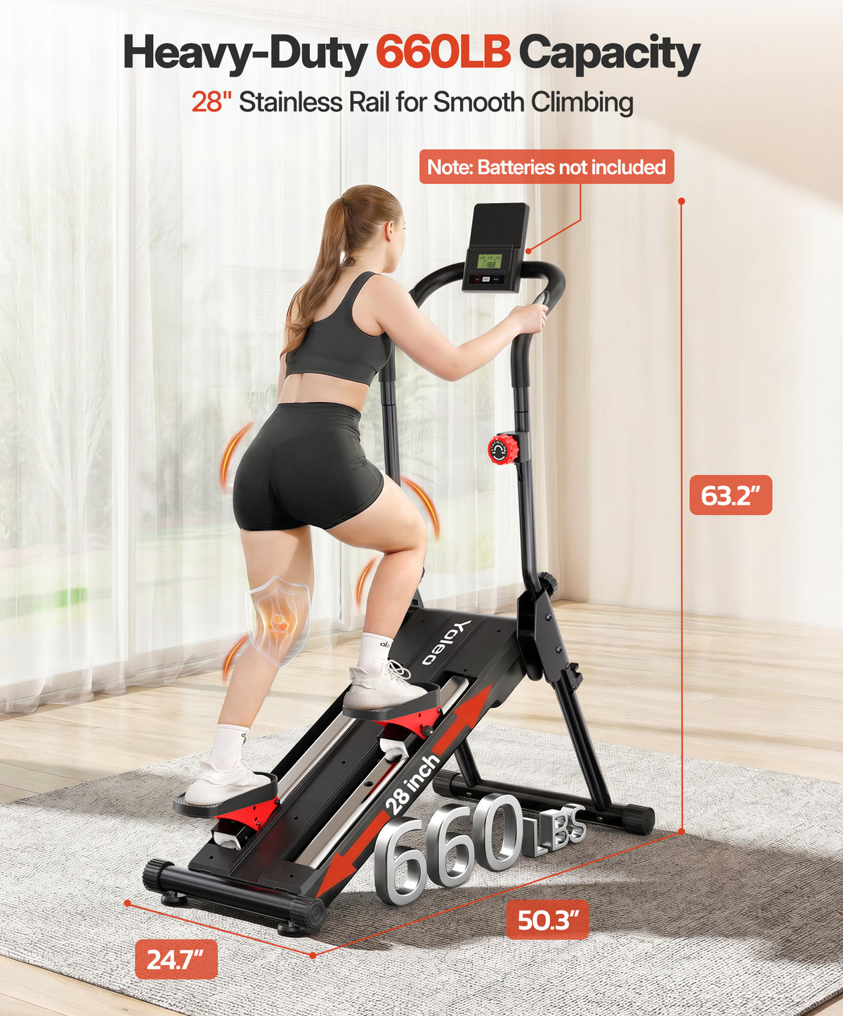 YOLEO Adjustable Resistance Stair Stepper, 3-Mode Folding Stairmaster,660LB