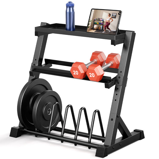 YOLEO Dumbbell Rack, Adjustable & Compact Weight Rack for Dumbbell, Kettlebell, Barbell, Heavy Duty Weight Storage Organizer, Space-Saving Dumbbell Storage Stand Holder for Home Gym - 1100LBS Capacity (Rack Only)