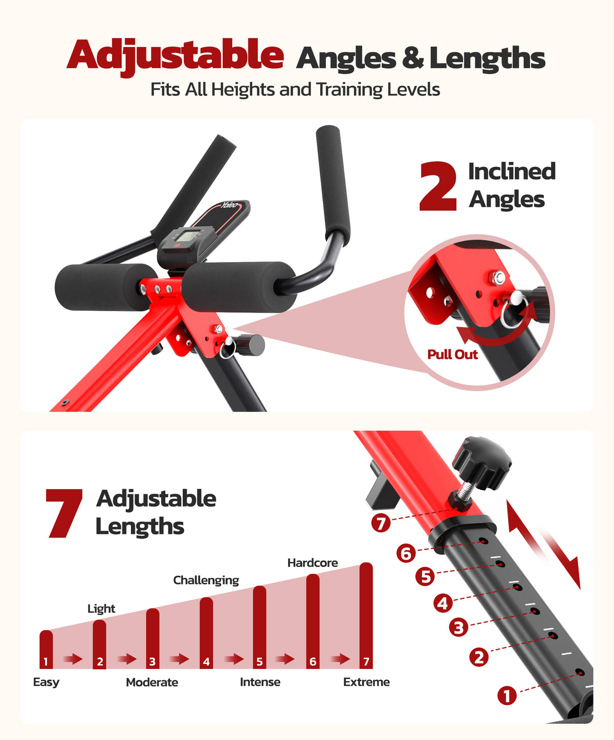 Yoleo 2 in 1 Ab & Rowing Machines for Home, Foldable Ab Workout Equipment, Ab Trainer Machine for Stomach Workout, Ab Crunch Machine with Foam Support,7-Length Adjustable Ab Machine for Home Exercise