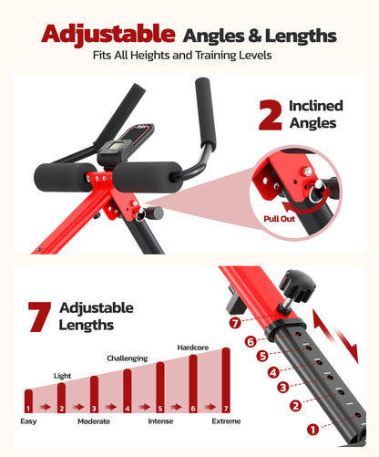 Yoleo 2 in 1 Ab & Rowing Machines for Home, Foldable Ab Workout Equipment, Ab Trainer Machine for Stomach Workout, Ab Crunch Machine with Foam Support,7-Length Adjustable Ab Machine for Home Exercise