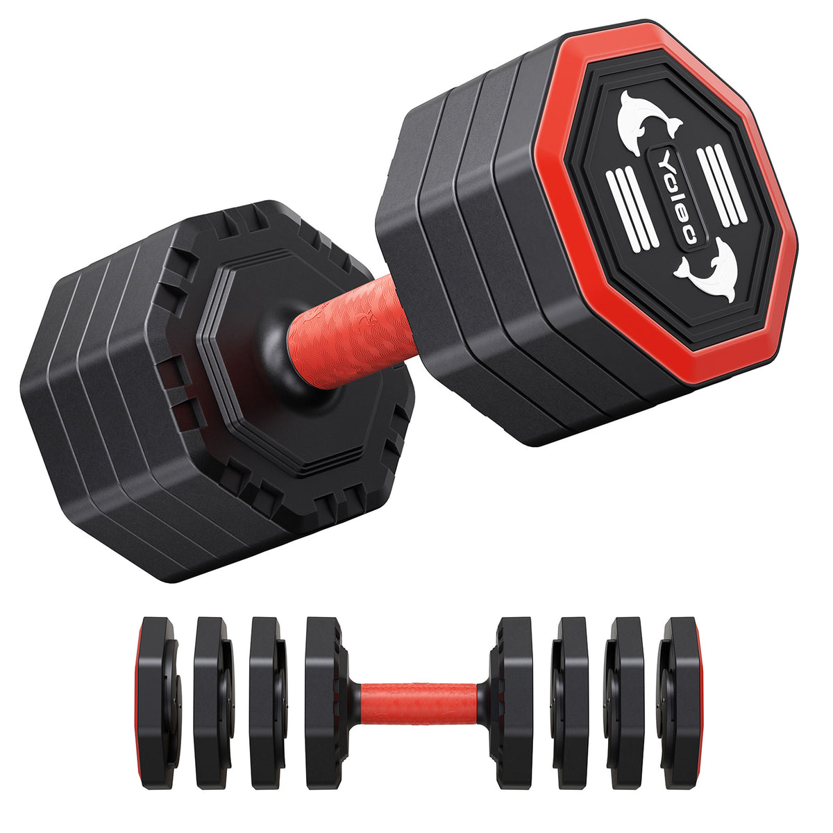 Yoleo Adjustable Dumbbell Set, Weights Dumbbells Set at Home Workout Equipment, 4 in 1 Each Premium Tai Chi-Style Rotary Mounting Adjustable 10/15/20/25 lb dumbbells, with TPU Soft Rubber Handle Suitable Men/Women Updated 2.0